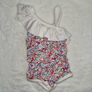 Janie and Jack Floral One-Shoulder Swimsuit